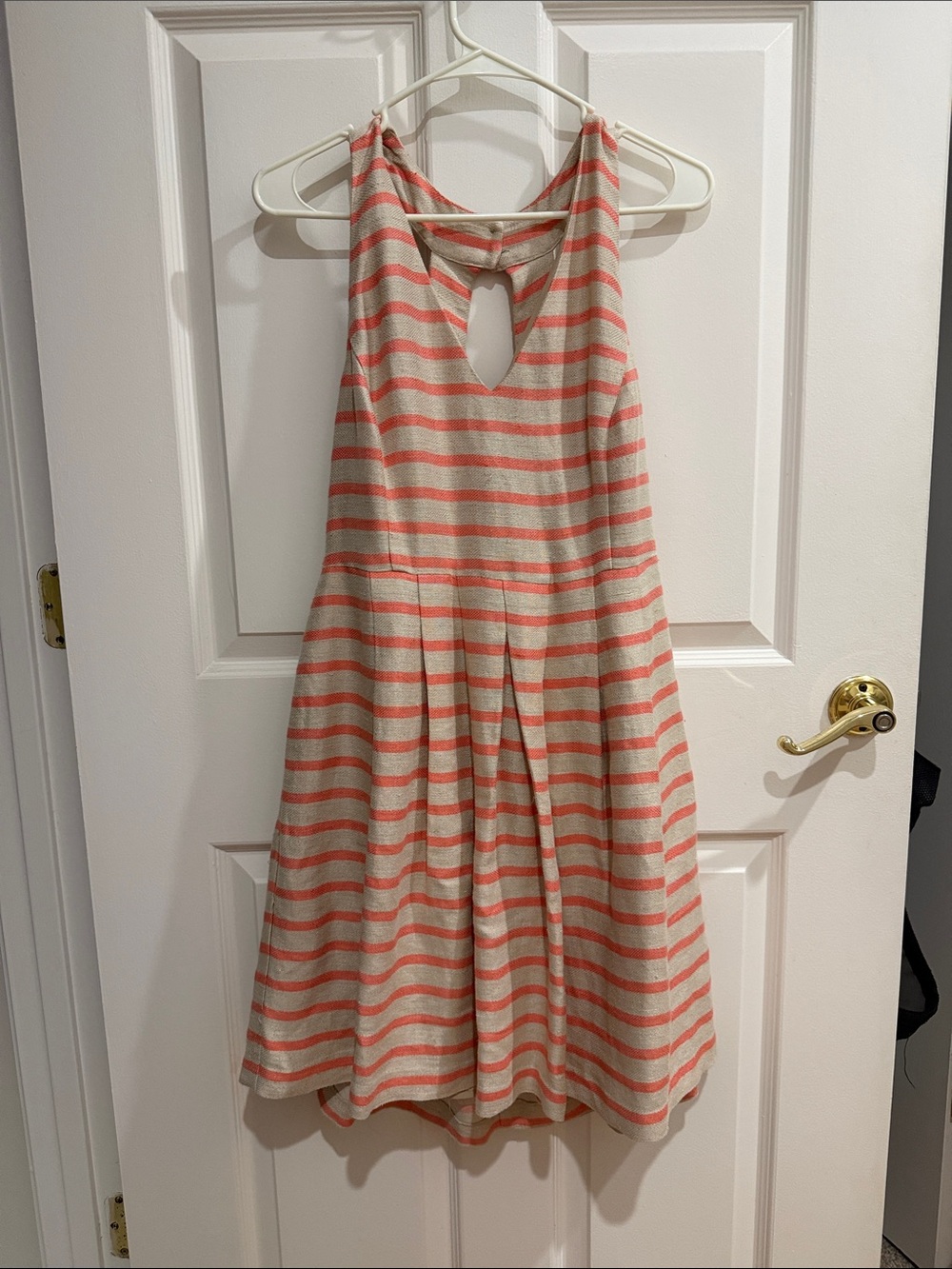 Banana Republic Coral and Cream Striped Knit Dress